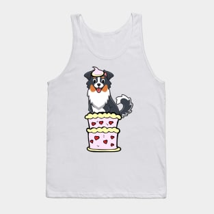 Collie dog Jumping out of a cake Tank Top
